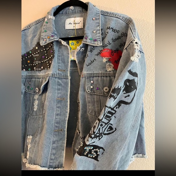 one of a kind embellished jean jacket. Brand new with tags. - Picture 5 of 7